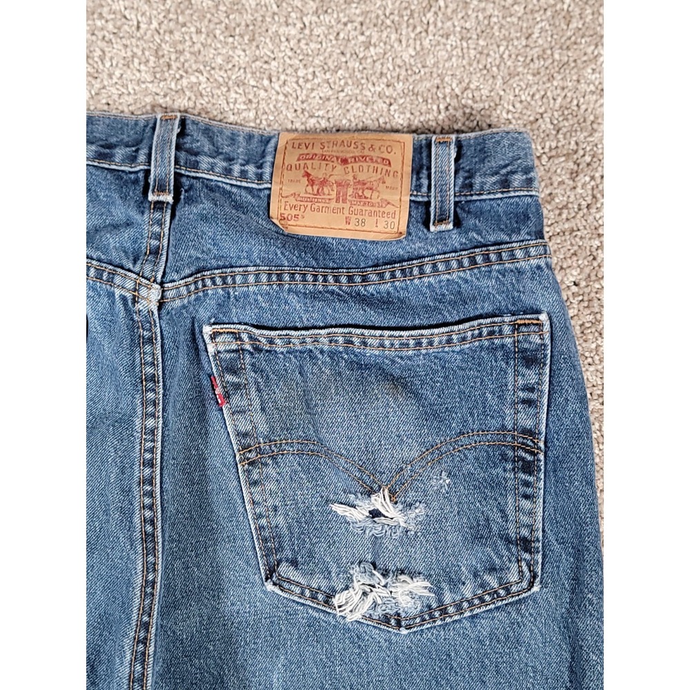 Vintage Levis Jeans Mens 36x29* Blue Denim 505 Straight Medium Wash Made In USA - Picture 6 of 16